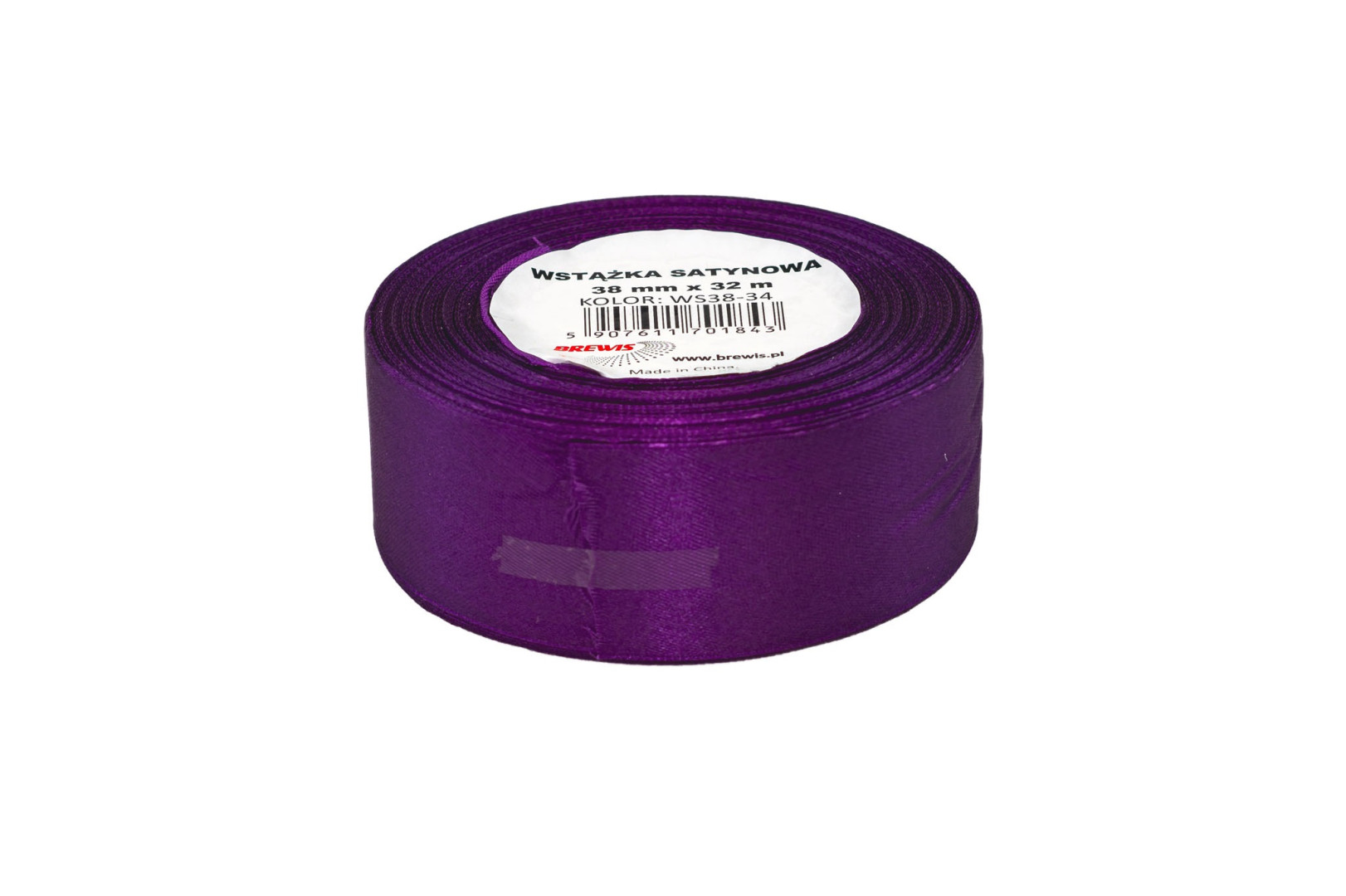 Wstążka satynowa 38mmx32m Ciemnofioletowy WS38-34 Brewis